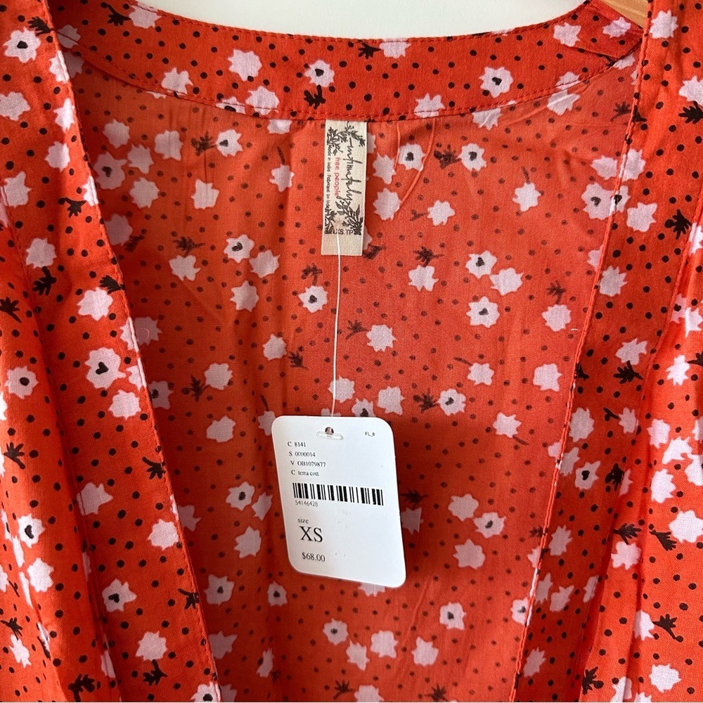 Intimately Free People Call Me Later Floral Printed Bodysuit Blouse Womens Sz XS - Picture 8 of 9